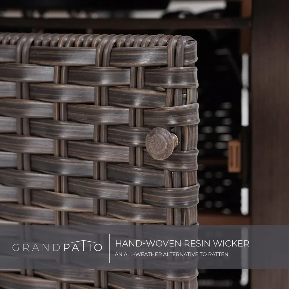 Propane Gas Fire Pit Table 41 Inch Wicker Base Marble-Texture Ceramic Tile Top Outdoor Square Fire Pit Outdoor Heating - Image 4