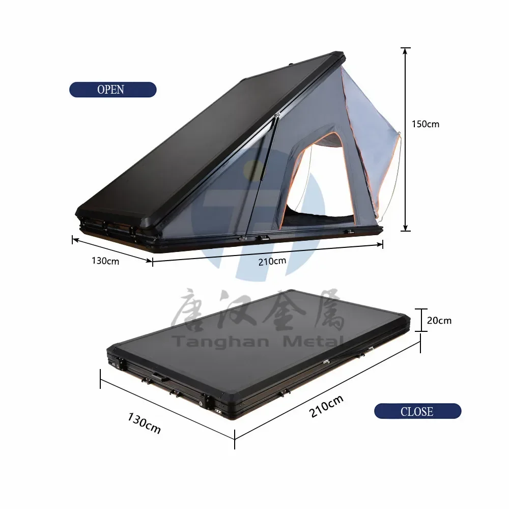 Triangle Aluminum Alloy Hard Shell Ute Tray And Canopy Triangle Roof Top Tent For Car And Pickup/truck Camping - Image 6