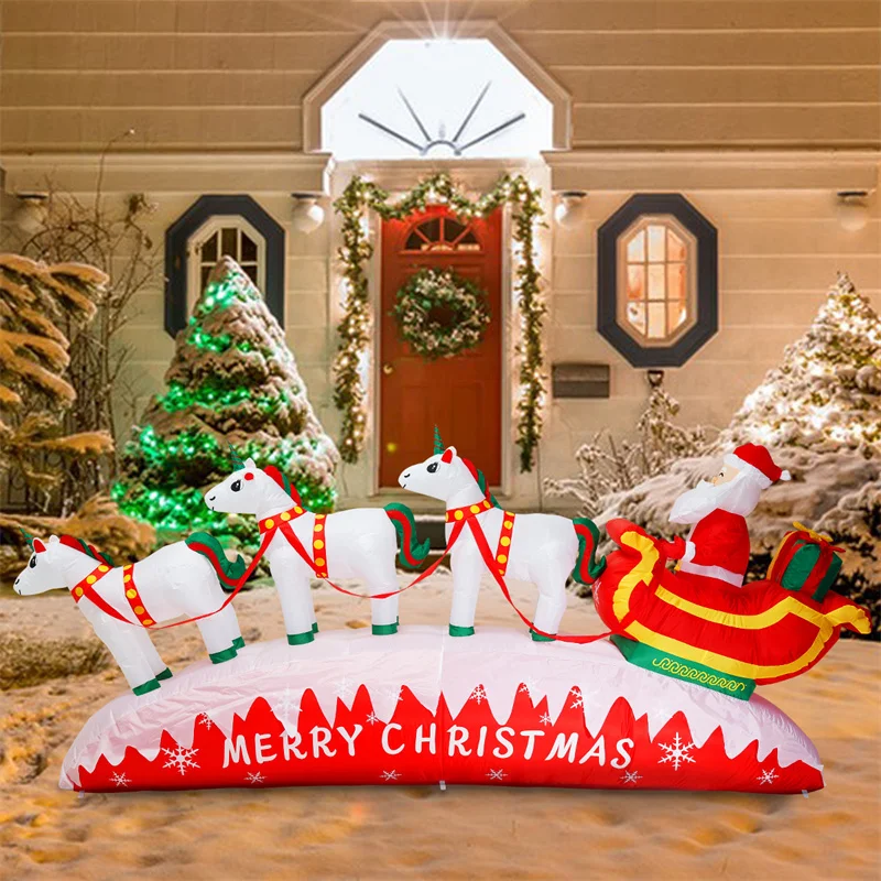 Inflatable Santa Claus Unicorn Sled Decoration - Image 2