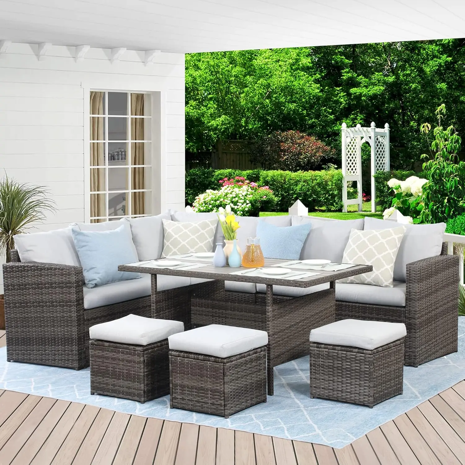 Outdoor Patio Furniture Set, All Weather Wicker Conversation Set, Garden Sofas - Image 8