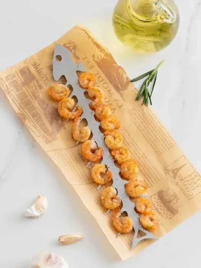 Reusable Fishbone Shape Metal Roasting Skewers for Camping Grilling Campfire BBQ Tool