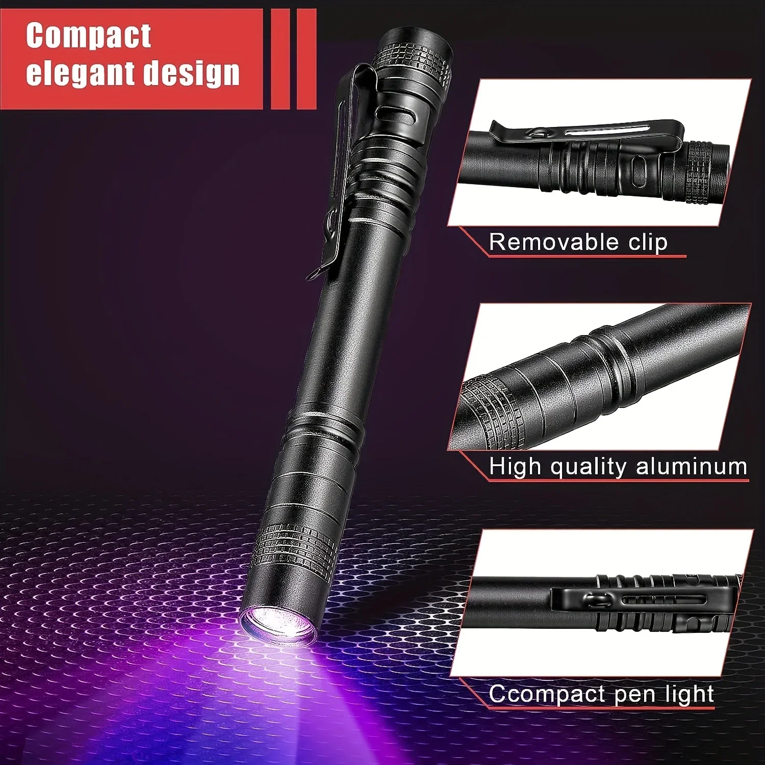UV Flashlight 395nm Ultraviolet Torch With Pen Clip Portable AAA Batteries Used Violet Light Pet Urine Scorpion Detector UV Lamp - Image 12