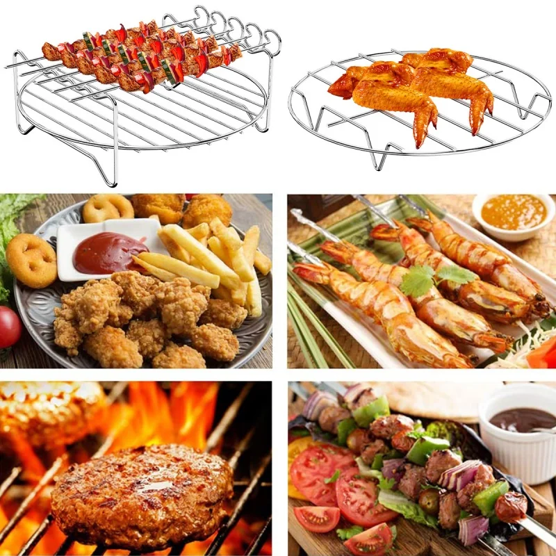Air Fryer Rack Bread Rack Digester Multipurpose Stainless Steel Holder Cross Wire Grill Cookware BBQ Steamer Roasting Kitchen - Image 3