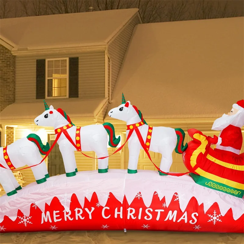Inflatable Santa Claus Unicorn Sled Decoration - Image 5