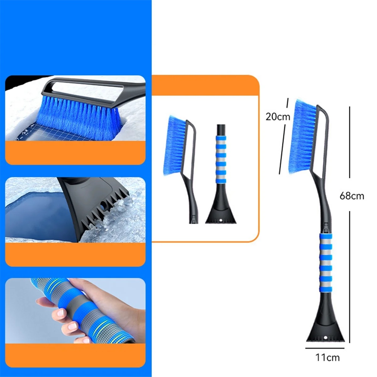 Snow Removal Brush Detachable De-Icer for Car Windshield, Car Snow Plow and Brush for Car Truck SUV ,27 Inch, 2PCS - Image 3