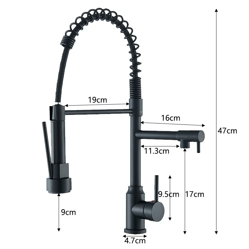 Black Kitchen Sink Faucet Pull Down Hot and Cold Water Mixer - Image 5