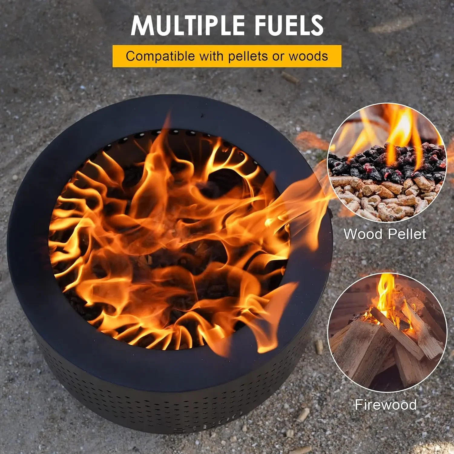 Smokeless Fire Pits for Outside with Portable Carrying Storage Bag, 20x14 Inch Firepits Outdoor Wood Burning, Low Smoke - Image 3