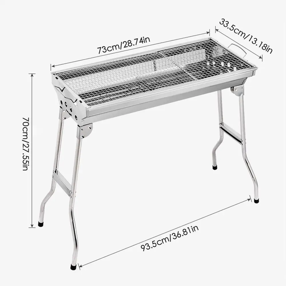 Folding Portable Barbecue Charcoal Grill Stainless Steel Large BBQ Grill Tool For Outdoor Cooking Camping Picnics Beach - Image 7