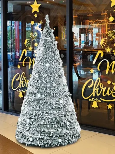 Foldable Christmas Tree without Decorative Lights Multifunctional PVC Material for Indoor Outdoor Easily Install Lightweight