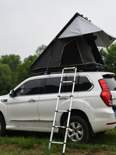 New Arrival Aluminum Triangle Hard Shell Rooftop Tent Outdoor Camping Waterproof SUV Car Roof Top Tent