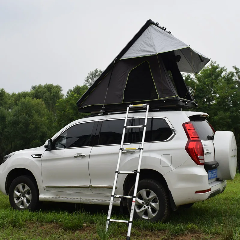New Arrival Aluminum Triangle Hard Shell Rooftop Tent Outdoor Camping Waterproof SUV Car Roof Top Tent