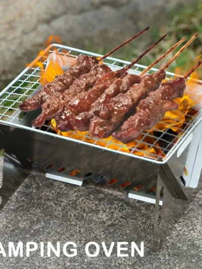 Stainless Steel Incinerator Grill BBQ Charcoal Stove Outdoor Picnic Portable Folding Stove Camping Equipment Mini Camping Oven