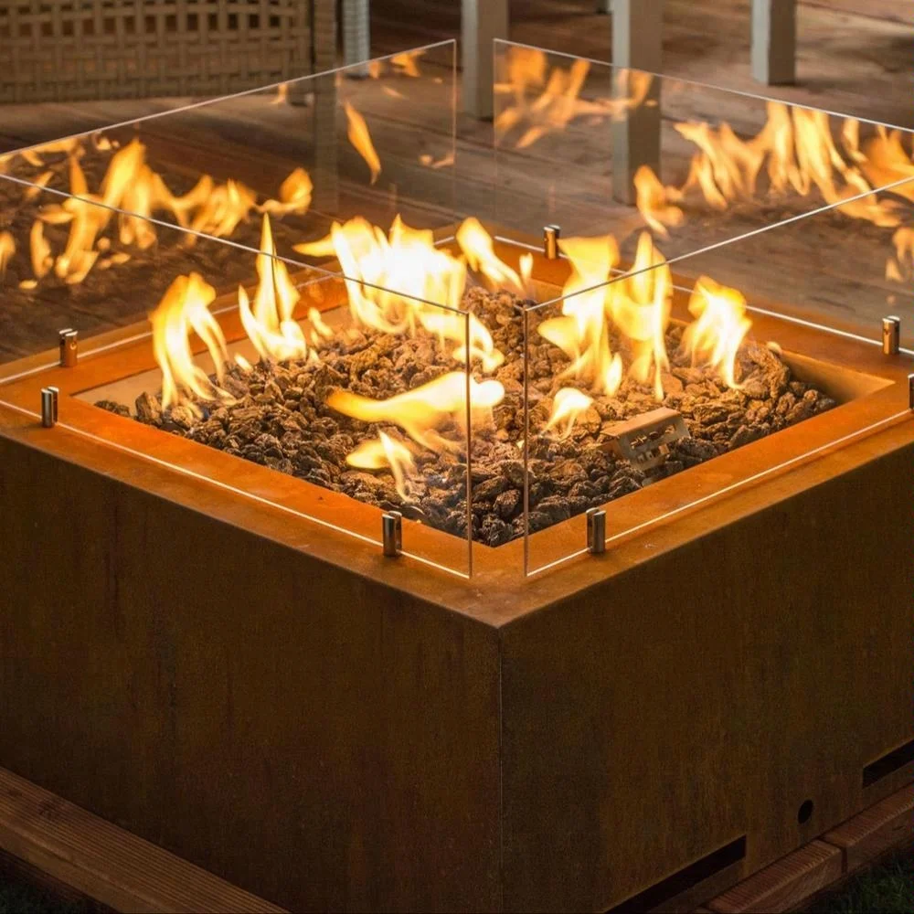 Patio outdoor gas heaters wood fuel stove firepit corten steel fire pit