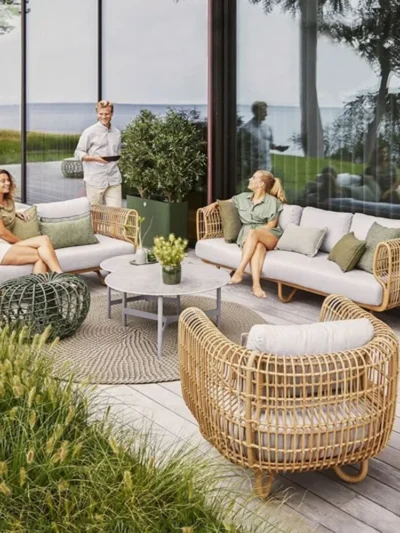 Nordic outdoor rattan sofa combination patio waterproof balcony garden villa outdoor rattan furniture leisure rattan chair