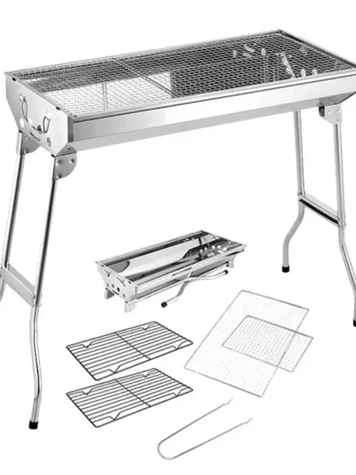 Folding Portable Barbecue Charcoal Grill Stainless Steel Large BBQ Grill Tool For Outdoor Cooking Camping Picnics Beach