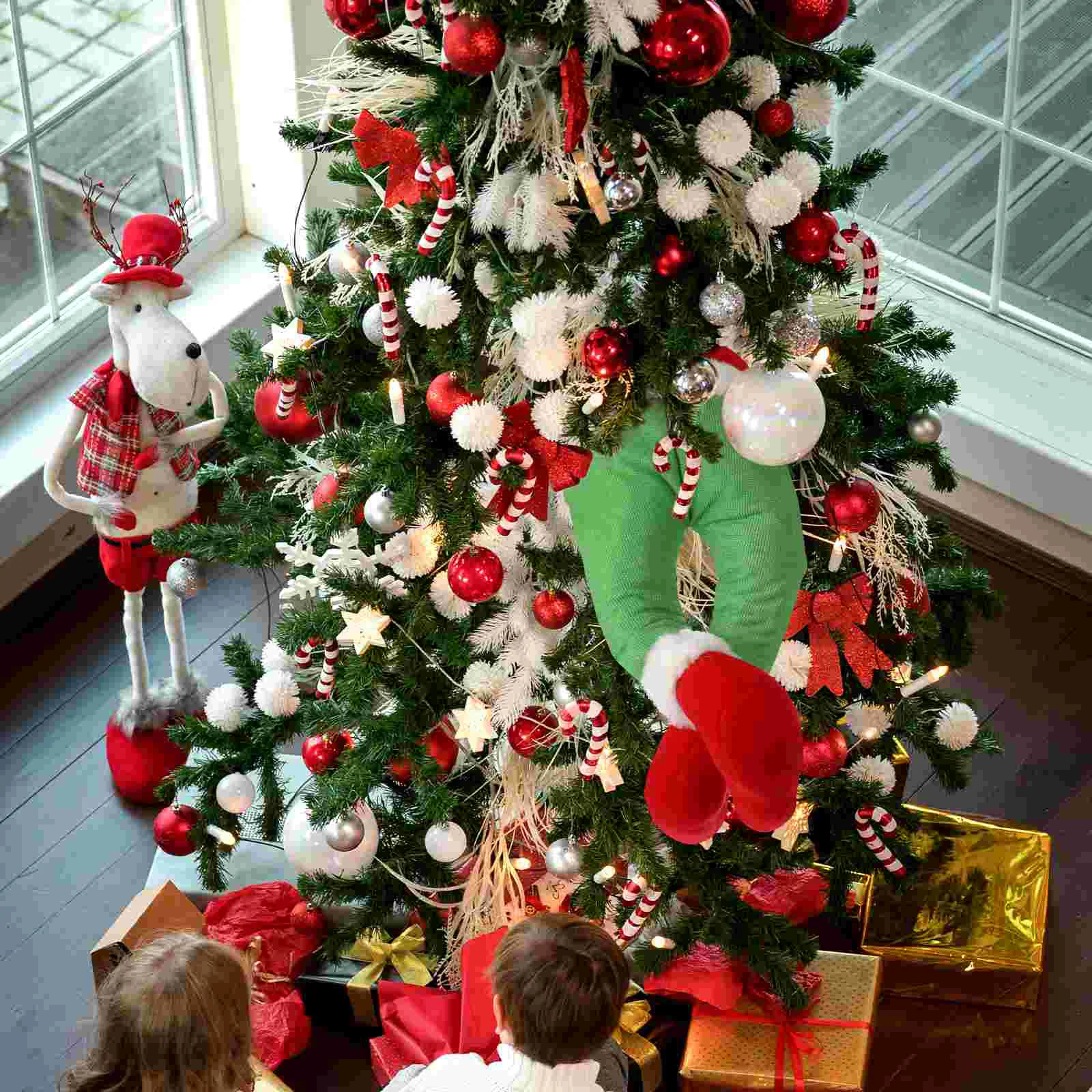 Outdoor Xmas Adornment Garland Stuffed Legs Window Wreath Ornament - Image 3