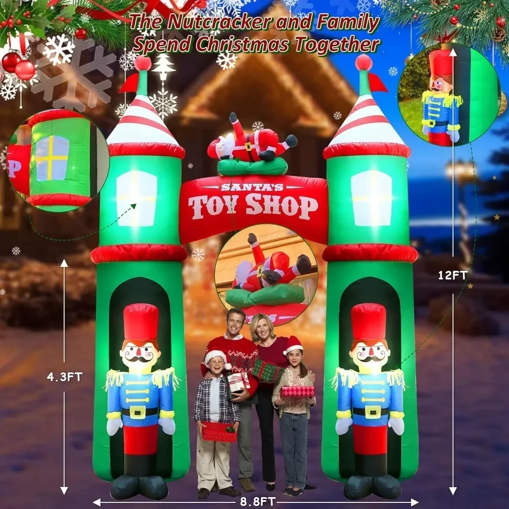 Super Large Christmas Nutcracker Self Inflatable with 6 Pcs LED Lights Outdoor Decoration - Image 3