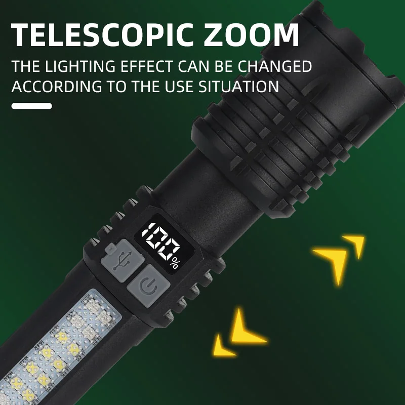 Portable Rechargeable High Power LED Flashlights With Display Screen Zoom - Image 5