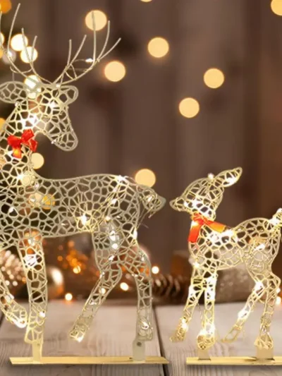 Creative Lighted Deer Yard Decoration Light Up 3D Deer Reindeer Yard Light