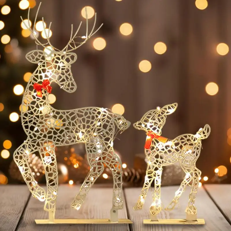 Creative Lighted Deer Yard Decoration Light Up 3D Deer Reindeer Yard Light