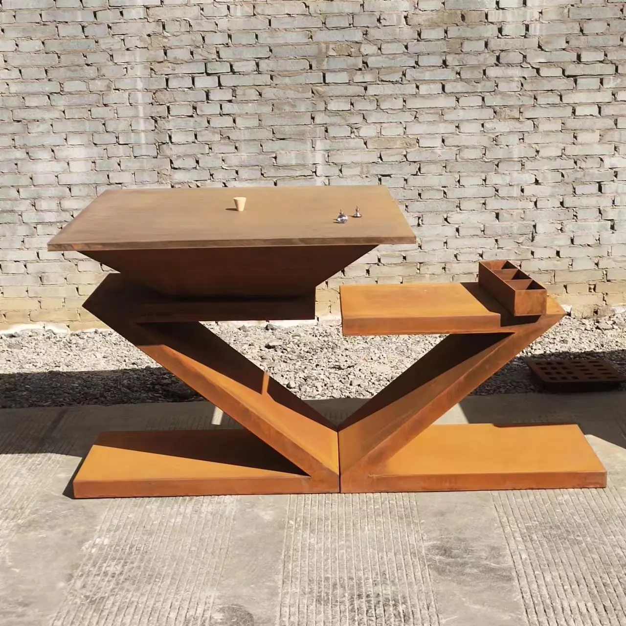 barbecue fire pit bbq brazier corten steel barbecue grill table for outdoor - Image 5