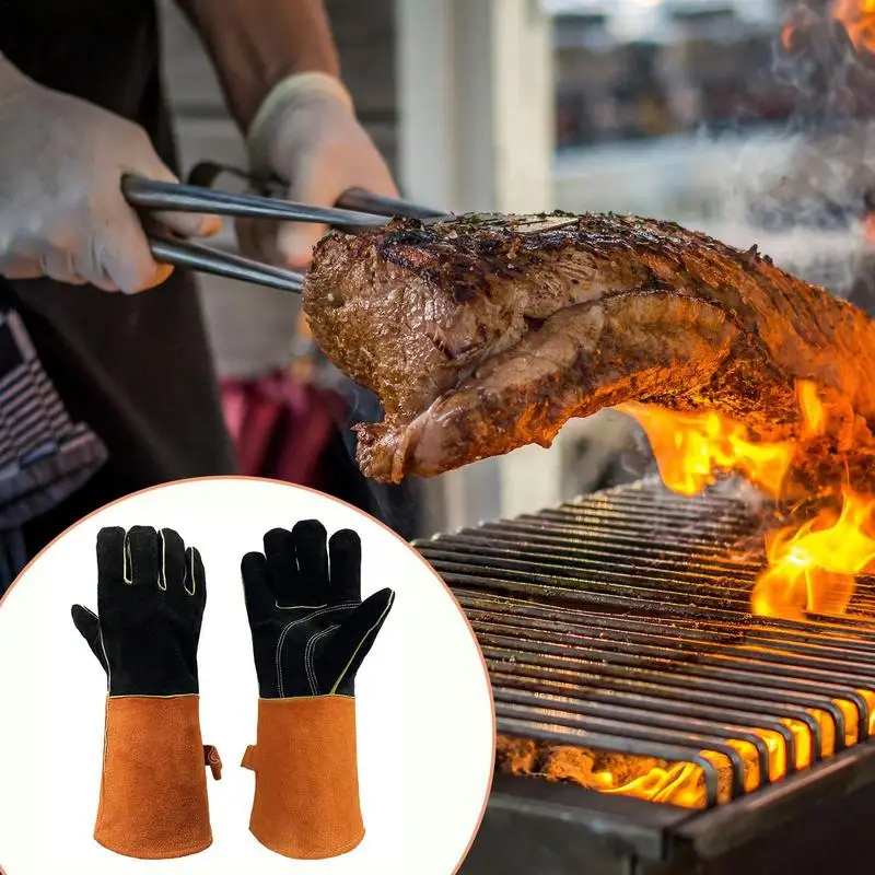 1 pair of High Temperature Resistance Oven Mitts Fireproof Barbecue Heat Insulation Microwave Oven Gloves - Image 4