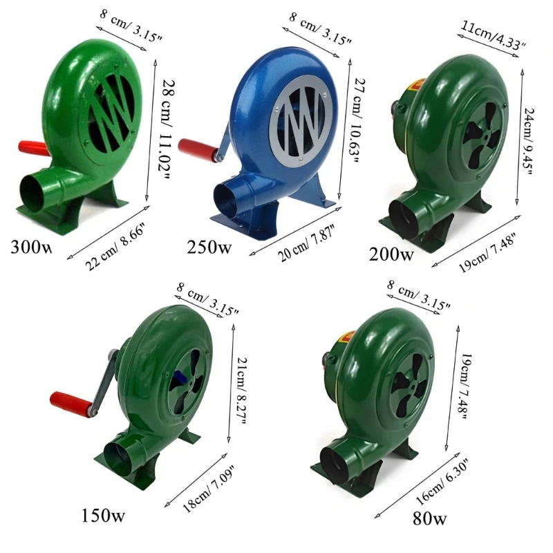 Hand Crank Fan Air Blower Manual Grill Fire Starter Make Fire for BBQ Picnic Outdoor Camping, 80/150/200/250/300W - Image 6