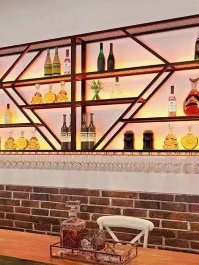 Storage Patio Wine Cabinet Modern Unique Commercial Cocktail Bar Cabinet Metalic Restaurant Adega Barzinho Kitchen Furniture