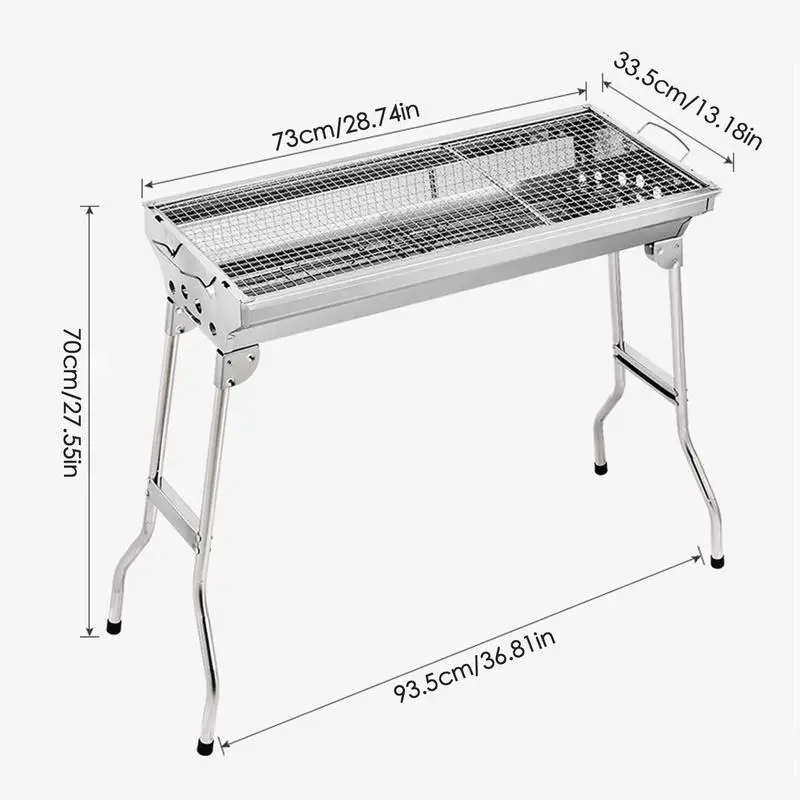 Folding Portable Barbecue Charcoal Grill Stainless Steel Large BBQ Grill Tool For Outdoor Cooking Camping Picnics Beach - Image 6