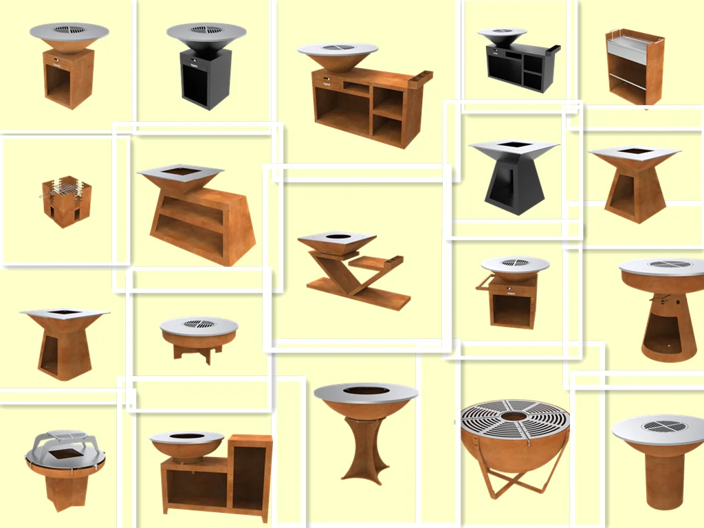 barbecue fire pit bbq brazier corten steel barbecue grill table for outdoor - Image 6