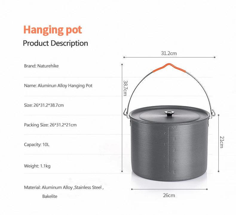Naturehike 6 Slices Foldable Fire Pit Stainless steel Outdoor Camping Portable Wood Stove Picnic Equipment Tripod Hanging Pot - Image 7