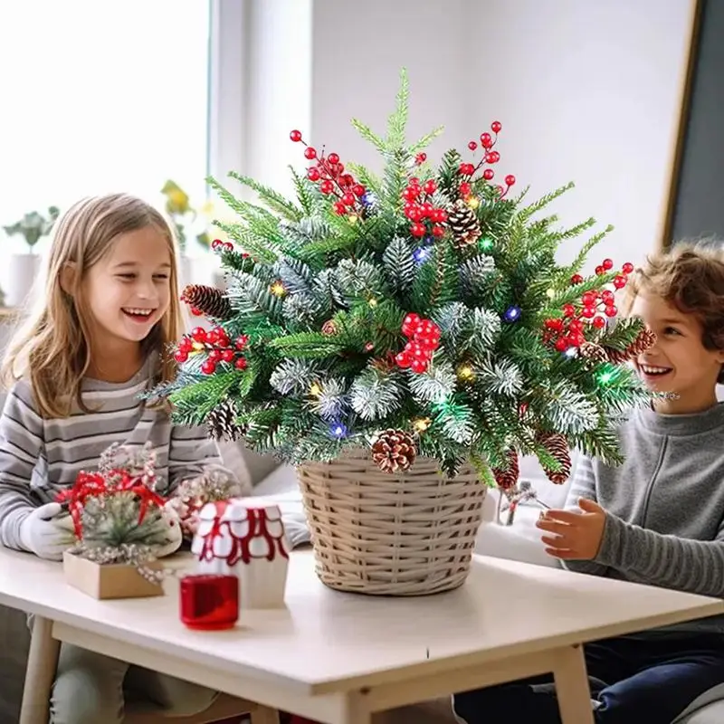 Outdoor Pathway Christmas Trees 18 Inches Outdoor Christmas Tree With 50 LED Lights Decor 8 Flash Modes And Timer Planter Pots - Image 3