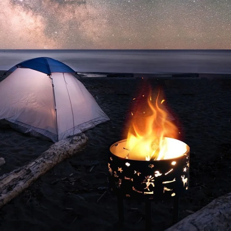 Christmas 50cm Large portable carbon oven fire round table family BBQ camping heating oven barbecue camp picnic rack - Image 3