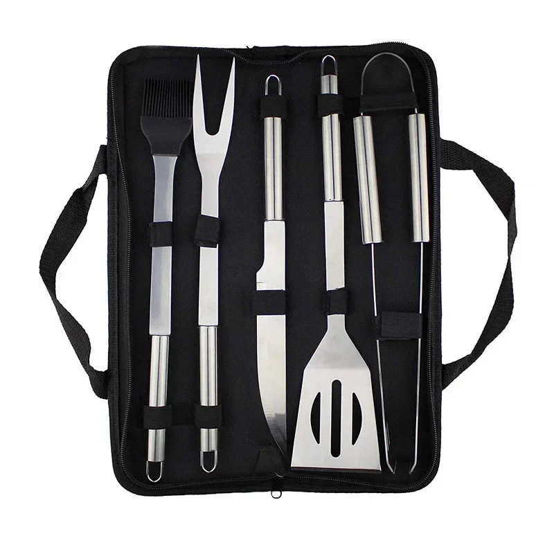 BBQ Grill Tool Set Stainless Steel Barbecue Camping Cooking Accessories Kit with Bag - Image 5