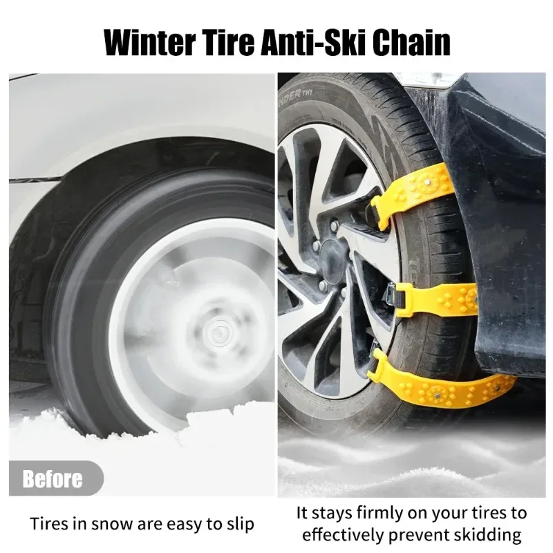 Car Snow Chains Winter Auto Motorcycle Bicycle Tire Anti-skid Bull Tendon Steel Nail Chain Adjustable Length Car Emergency Tools - Image 2