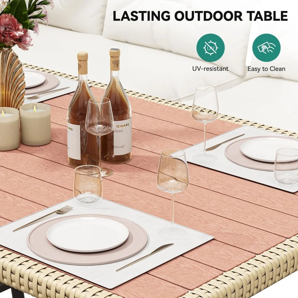 Patio Wicker L-Shaped Furniture Set, All-Weather Rattan Outdoor Conversation Sofa Set for Backyard Deck with Soft Cushions - Image 3