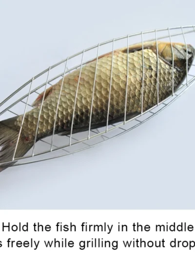 Flexible Non stick Fish Grilling Basket with Folding Handle, Portable Burger Mesh
