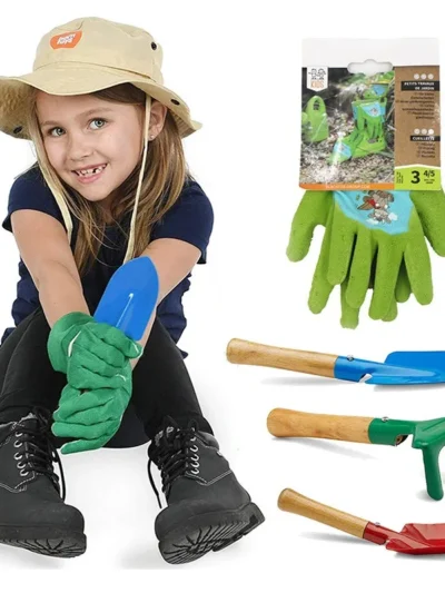 Children's gardening gloves latex non-slip pet bite labor gloves outdoor protection Kids safety Work gloves