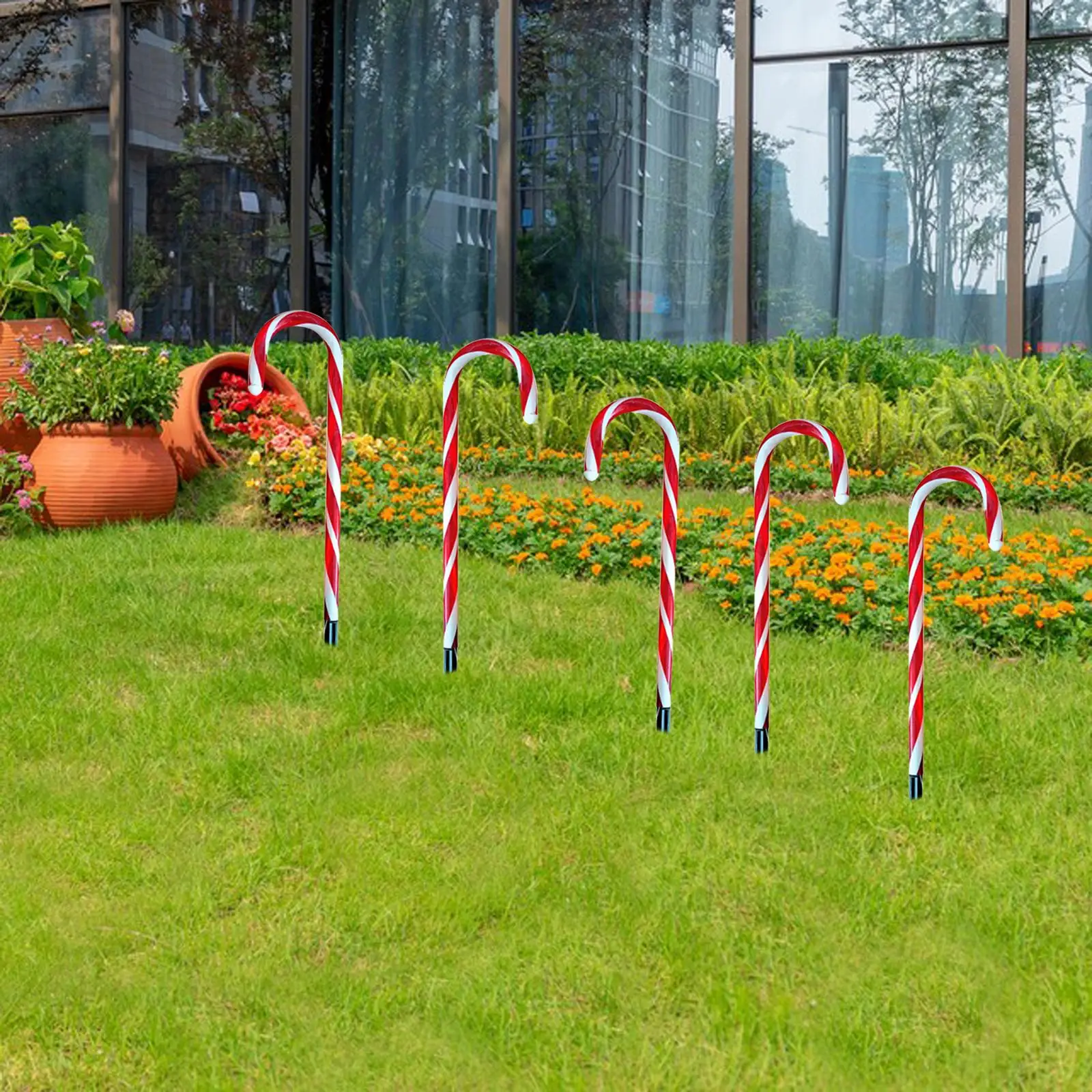 Christmas LED Lamps with Ground Stakes Crutch Light Decorations Candy Cane Solar Powered Lights for Holiday Lawn Driveway Patio - Image 5