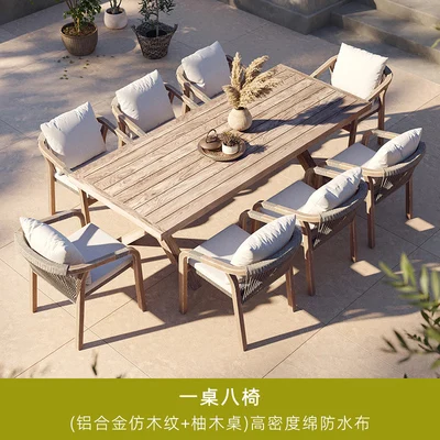 Outdoor patio teak sofa rattan table and chairs garden lounge furniture villa balcony rattan chair - Image 10
