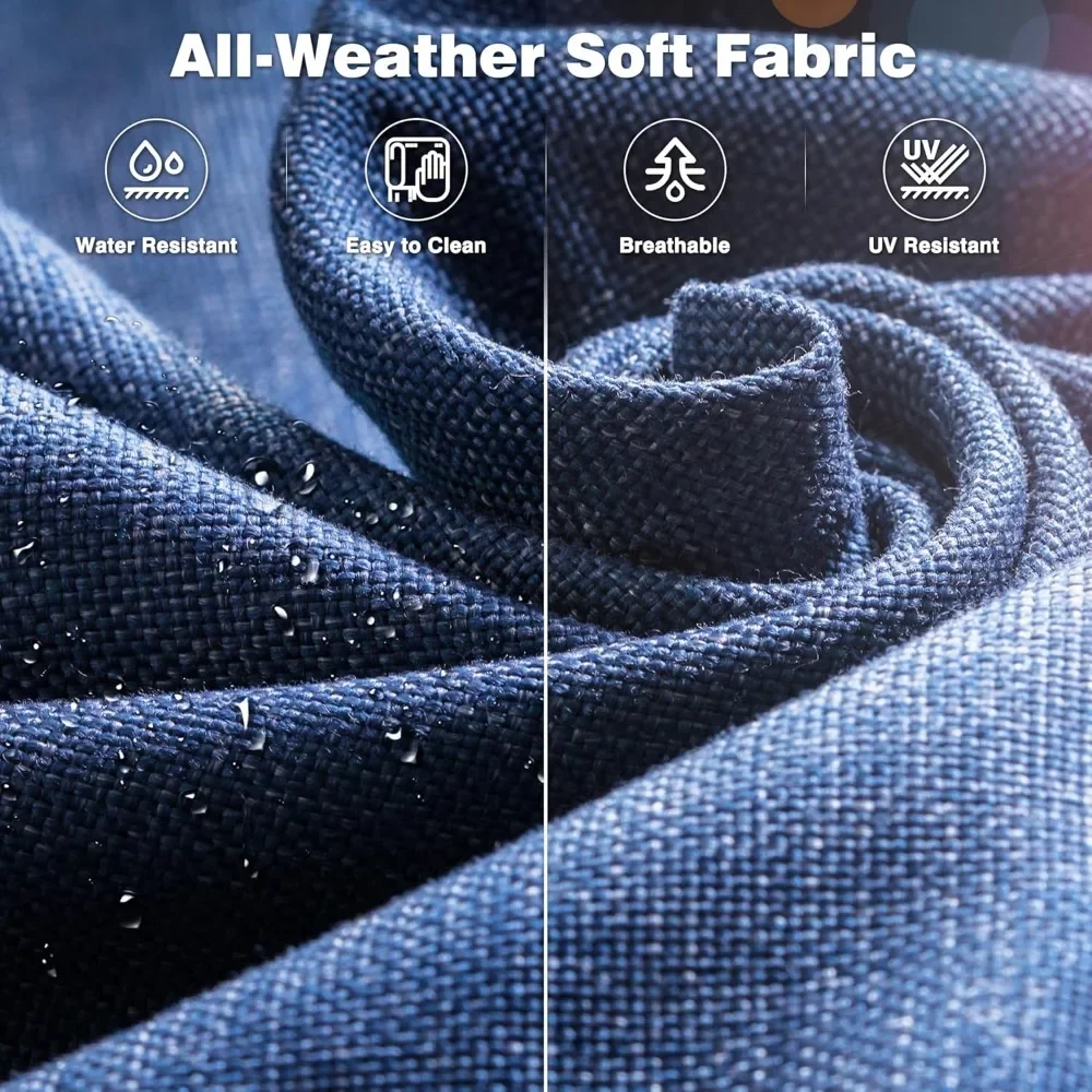 Patio Furniture Set 6 Pieces Outdoor Sofa with Rocking Swivel Chairs Loveseat Rectangular Fire Pit Table Wicker Conversation Set - Image 4