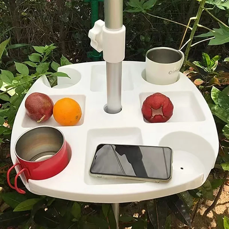 Umbrella Table Tray Portable Beach Umbrella Table Cup Holders Beach Snack Compartments For Gardens Patios Backyards Picnics - Image 3