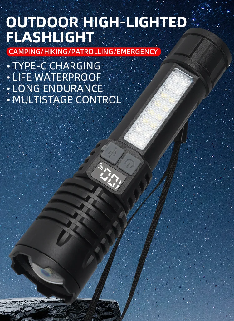 Portable Rechargeable High Power LED Flashlights With Display Screen Zoom - Image 8