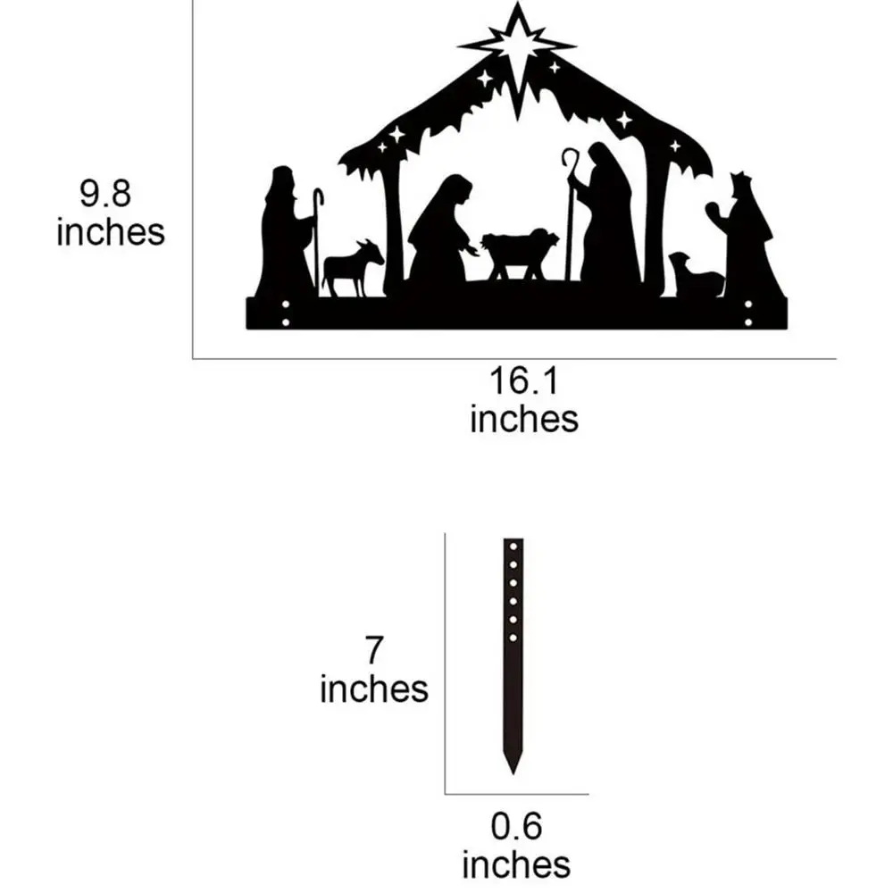 Outdoor Nativity Scenes Christmas Metal Stake Silhouette Birth Of Jesus - Image 7