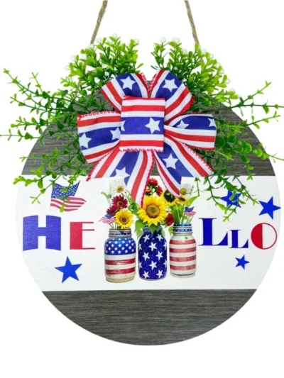 Christmas Wreath with Hello Sign for Indoor and Outdoor Decorations
