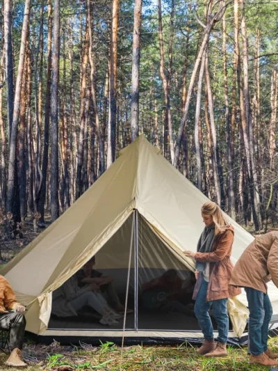 10-Person Yurt Tent Glamping Bell Tent with Spacious Interior, Breathable Waterproof Design, for Family Outdoor Camping
