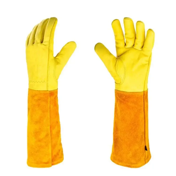 S-XL CowhideLong-tube Gardening Gloves Heavy-duty Gardening Rose Trim Spur-proof Long Sleeve Gloves Work Welding Gloves - Image 11