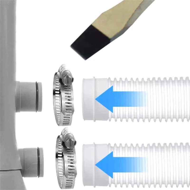 2pcs 1m For Intex 1-1/4 Inch Accessory Hose Above Ground Pool Swimming Pool Pump Blue White Replacement Hose - Image 3