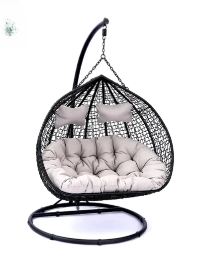 Patio Swing With Stand Outdoor Furniture Set Kids Adults Garden Relax Hammock Double Wicker Rattan Hanging Egg Swing Chair