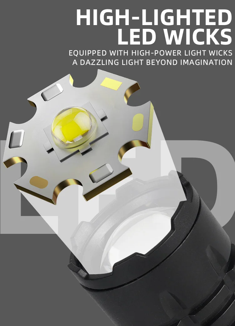 Portable Rechargeable High Power LED Flashlights With Display Screen Zoom - Image 9